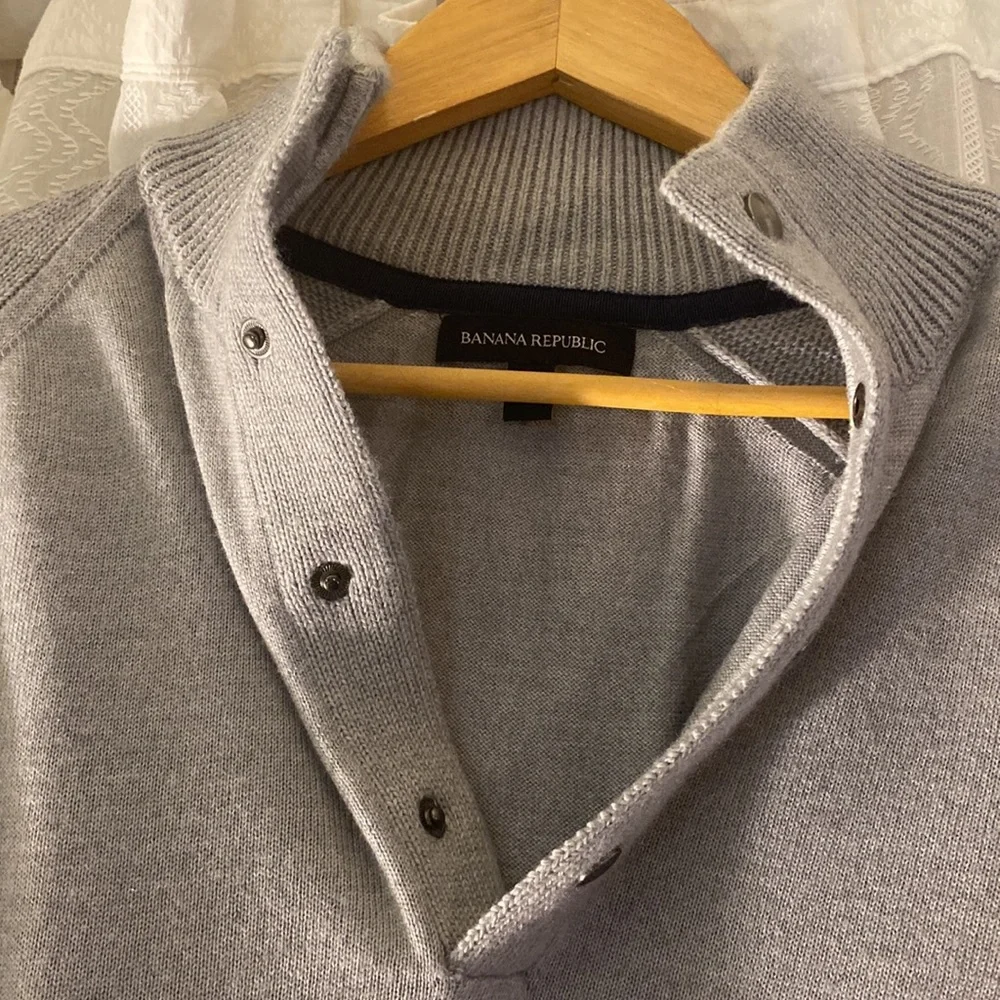 Banana Republic Merino Extra Fine Wool 1/4 Button Sweater